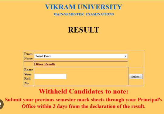 Vikram University Result